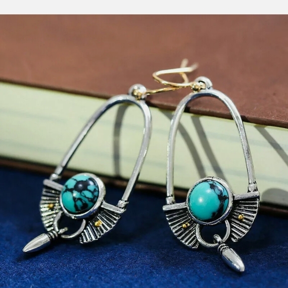 Vintage 925 Silver Ear Hook Dangle Drop Earrings - Picture 4 of 5